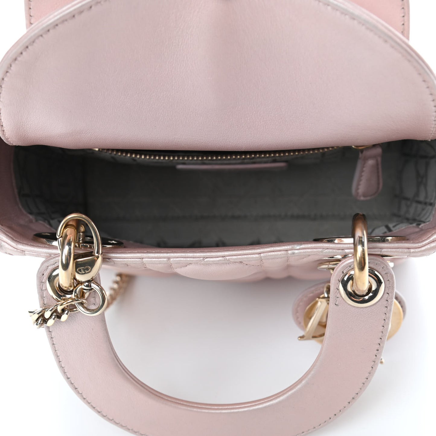 Metallic Lambskin Cannage Mini Lady Dior Lotus