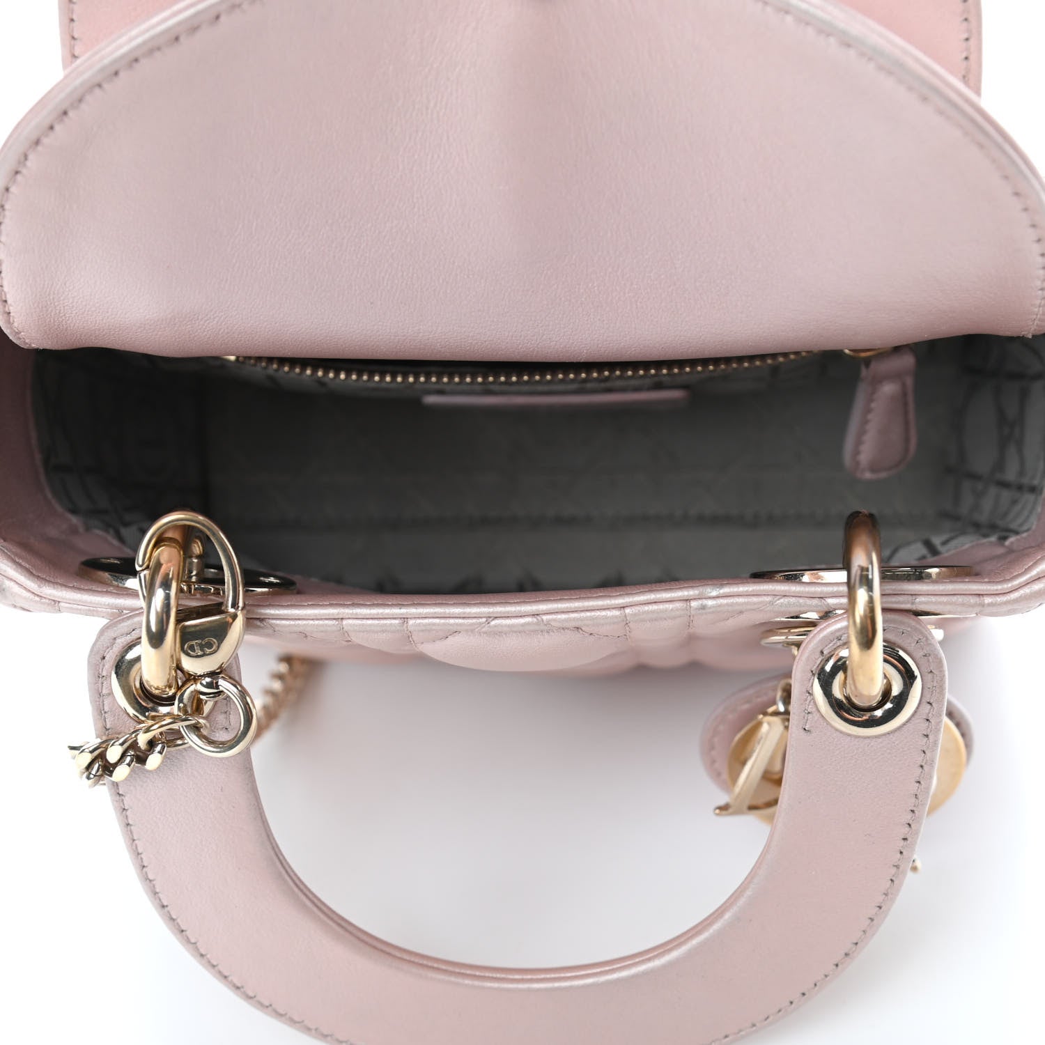 Christian Dior Metallic Lambskin Cannage Mini Lady Dior Lotus 4 of 4