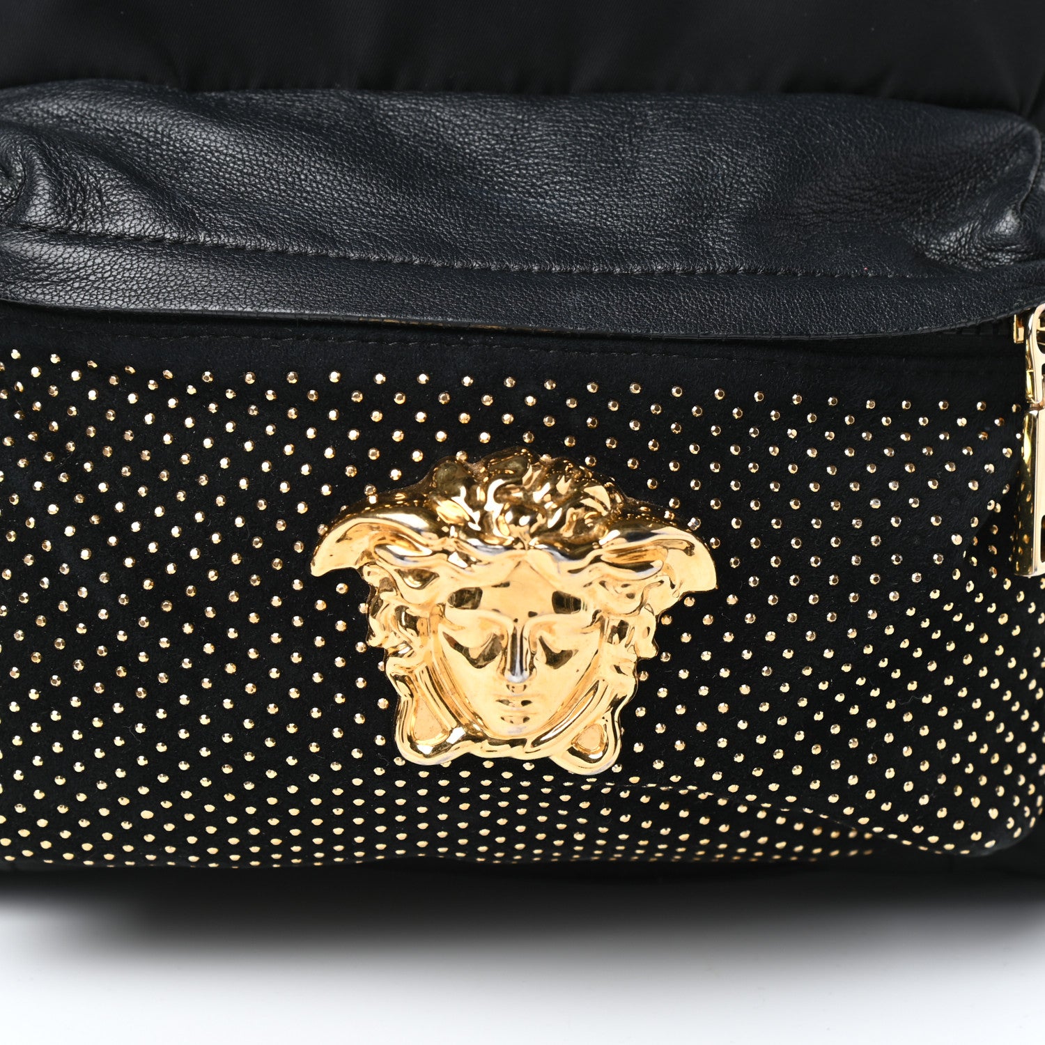 Versace Nylon Goatskin Studded Palazzo Medusa Backpack Black 8 of 10