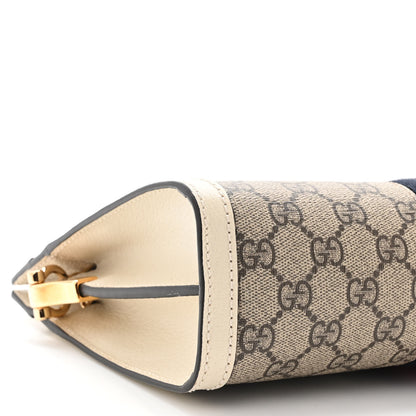 Gucci GG Supreme Monogram Textured Calfskin Web Small Ophidia Chain Shoulder Bag Beige Ebony Mystic White 8 of 9