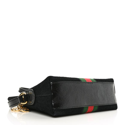 Gucci Suede Patent Web GG Small Ophidia Dome Shoulder Bag Black 3 of 6