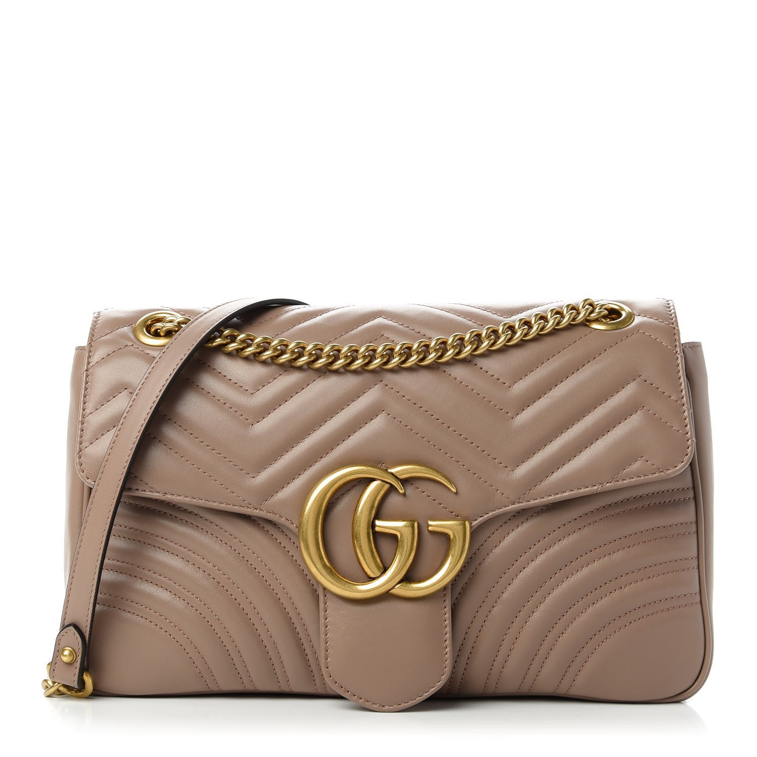 Gucci Calfskin Matelasse Medium GG Marmont Shoulder Bag Porcelain Rose 1 of 11