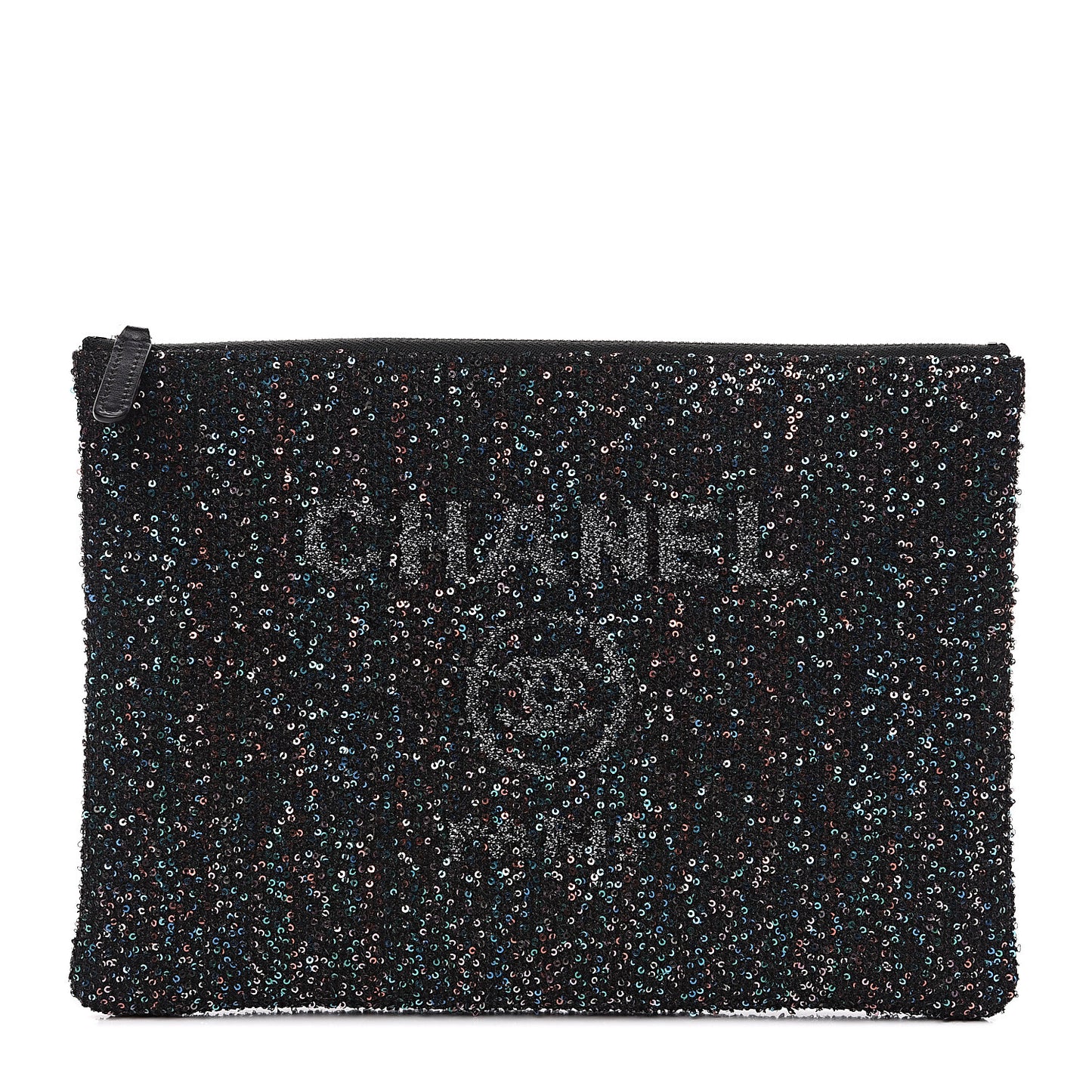 Canvas Sequin Medium Deauville Cosmetic Pouch Black