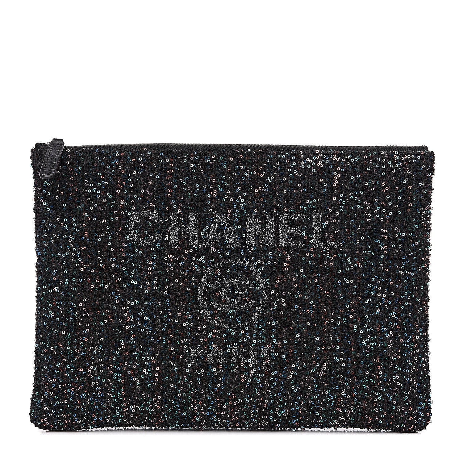 Chanel Canvas Sequin Medium Deauville Cosmetic Pouch Black 1 of 8