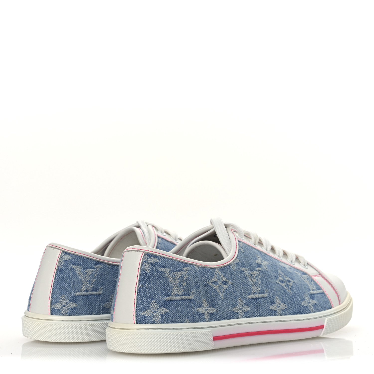 Louis Vuitton Monogram Denim Punchy Low Top Sneakers 37 Blue White 5 of 11