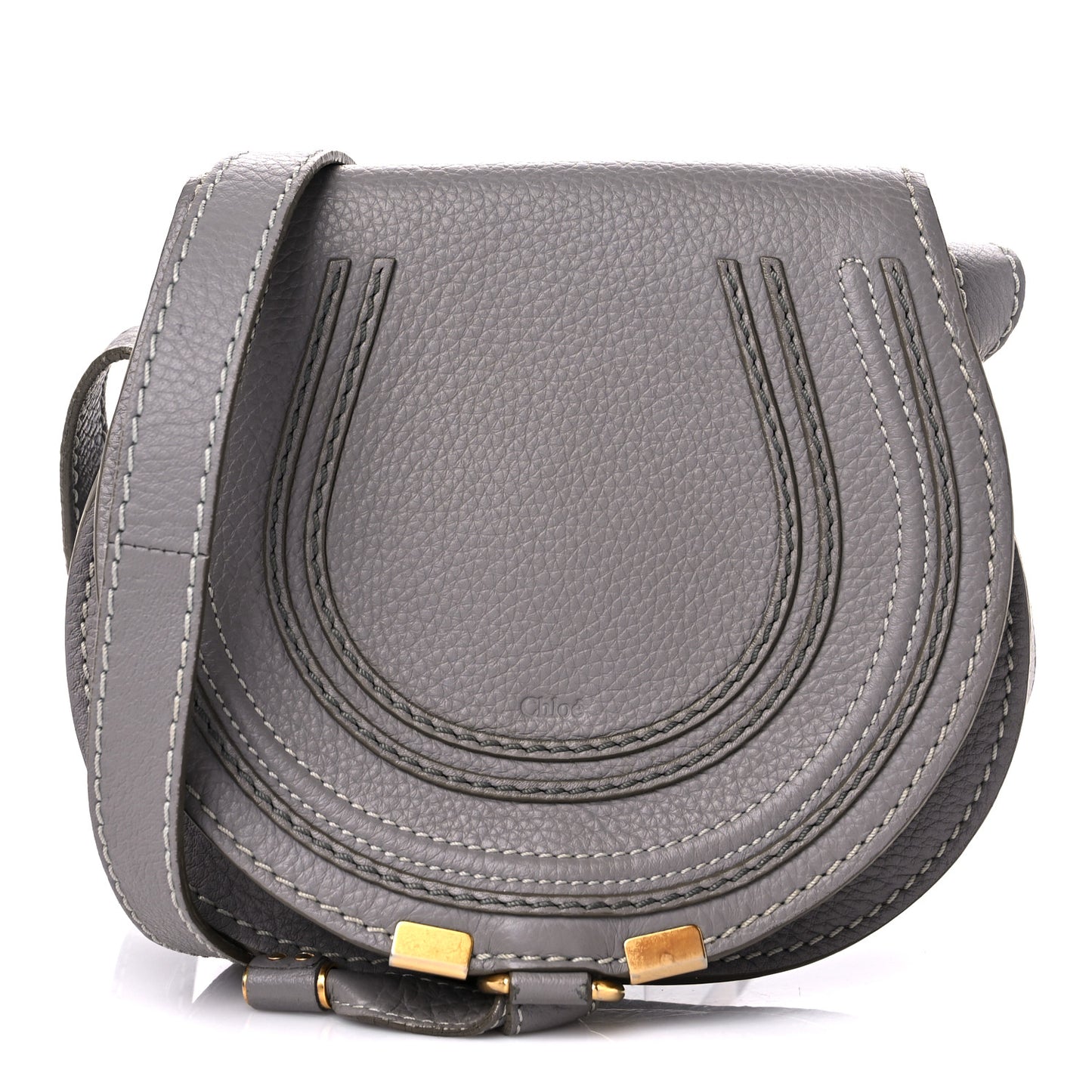 Calfskin Mini Marcie Round Crossbody Bag Cashmere Grey