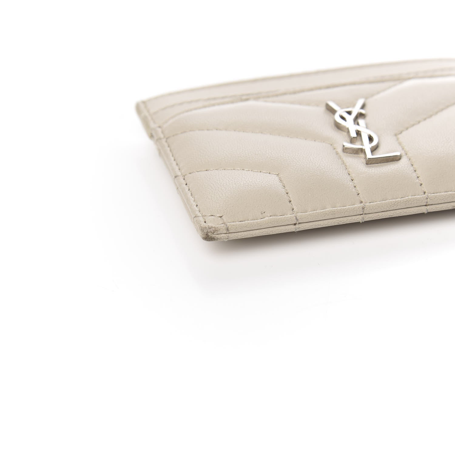 Saint Laurent Calfskin Y Quilted Monogram LouLou Credit Card Case Ivory 7 of 11