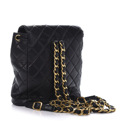 Chanel Lambskin Quilted Drawstring Backpack Black 2 of 16