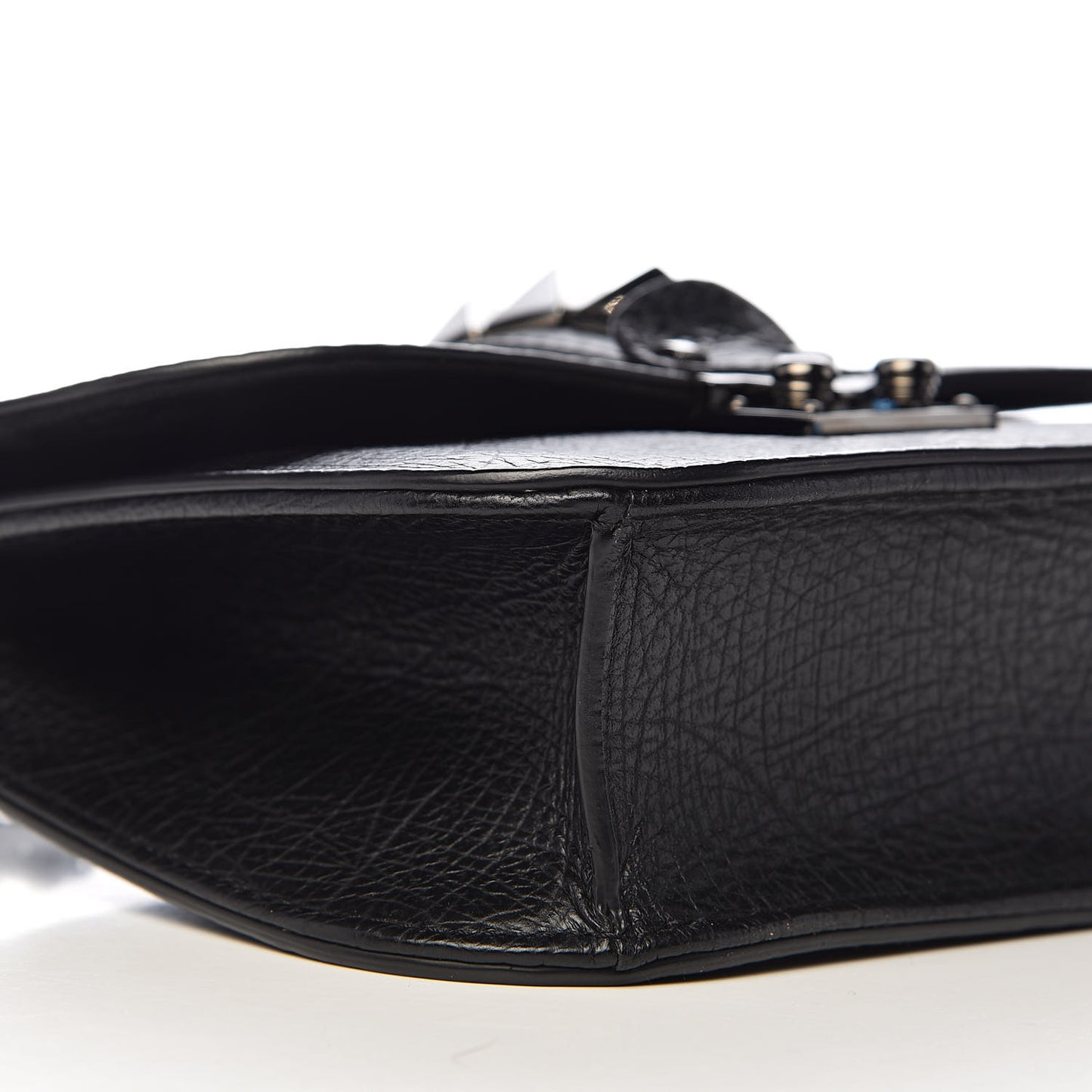 Pebbled Calfskin Small Glam Lock Rockstud Flap Black