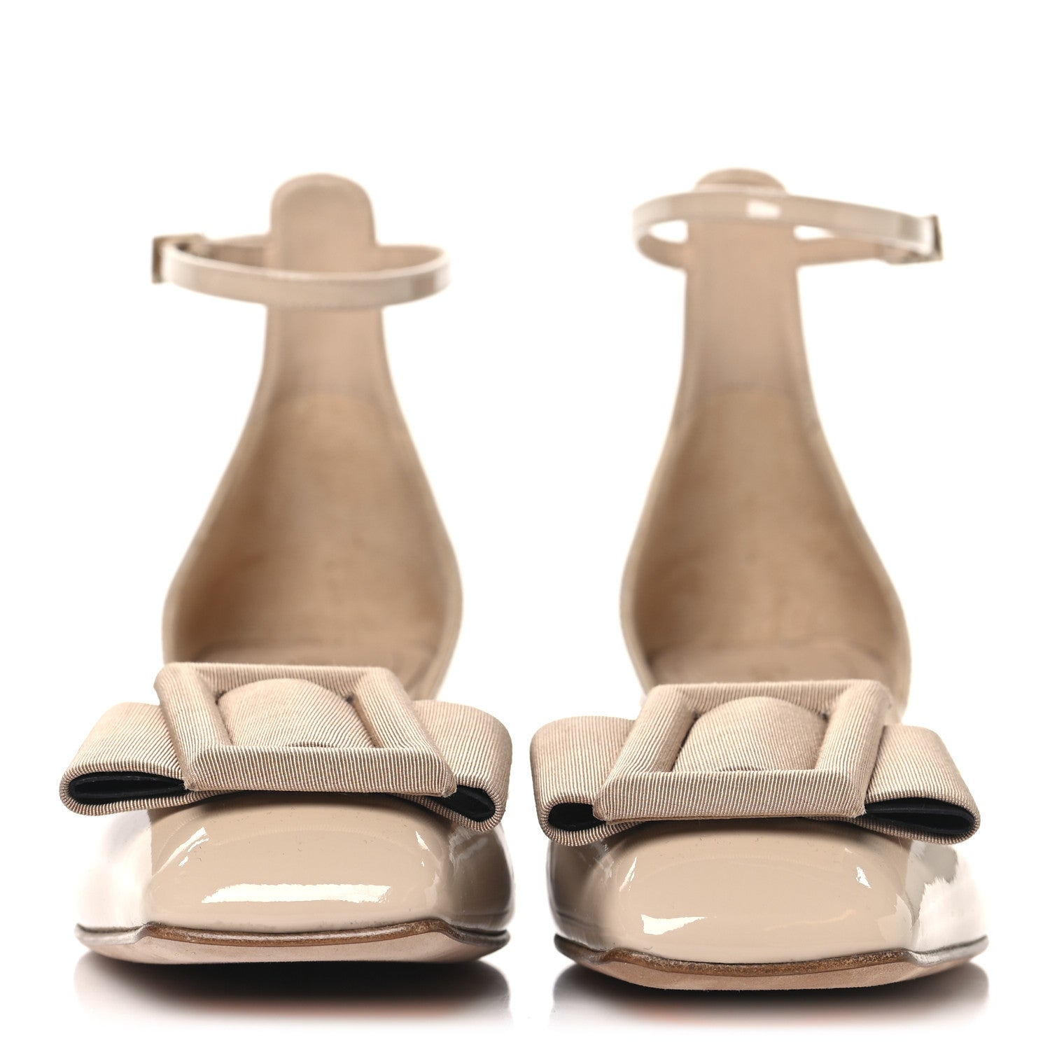 Christian Dior Patent Grosgrain Bow Idylle 35mm Ankle Strap Pumps 38.5 Nude 3 of 9