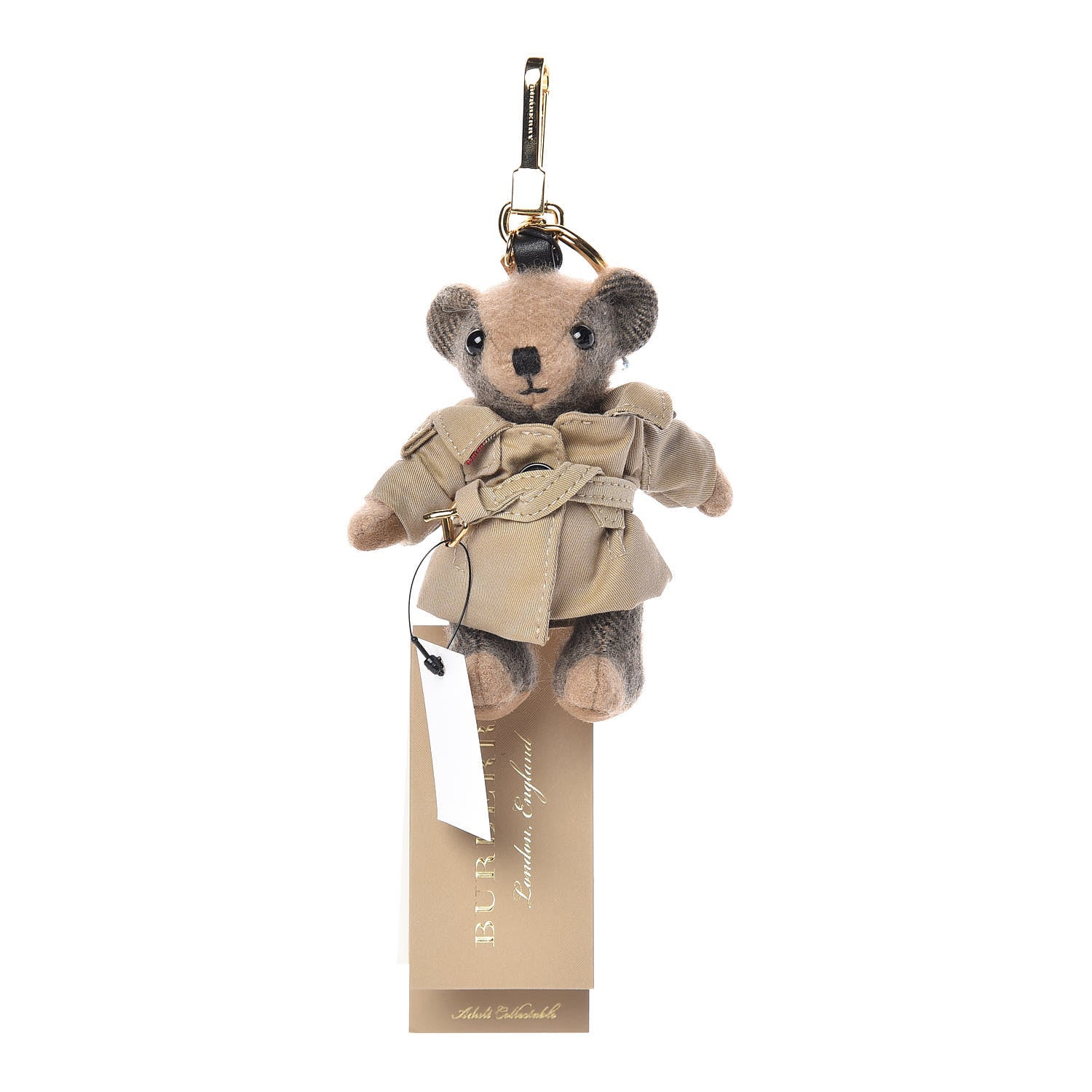 Burberry Cashmere Thomas Trench Teddy Bear Keychain Charm Camel 1 of 3