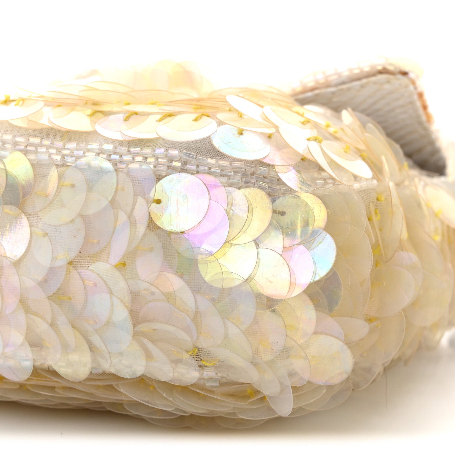 Fendi Sequin Paillettes Snakeskin Baguette White 9 of 13