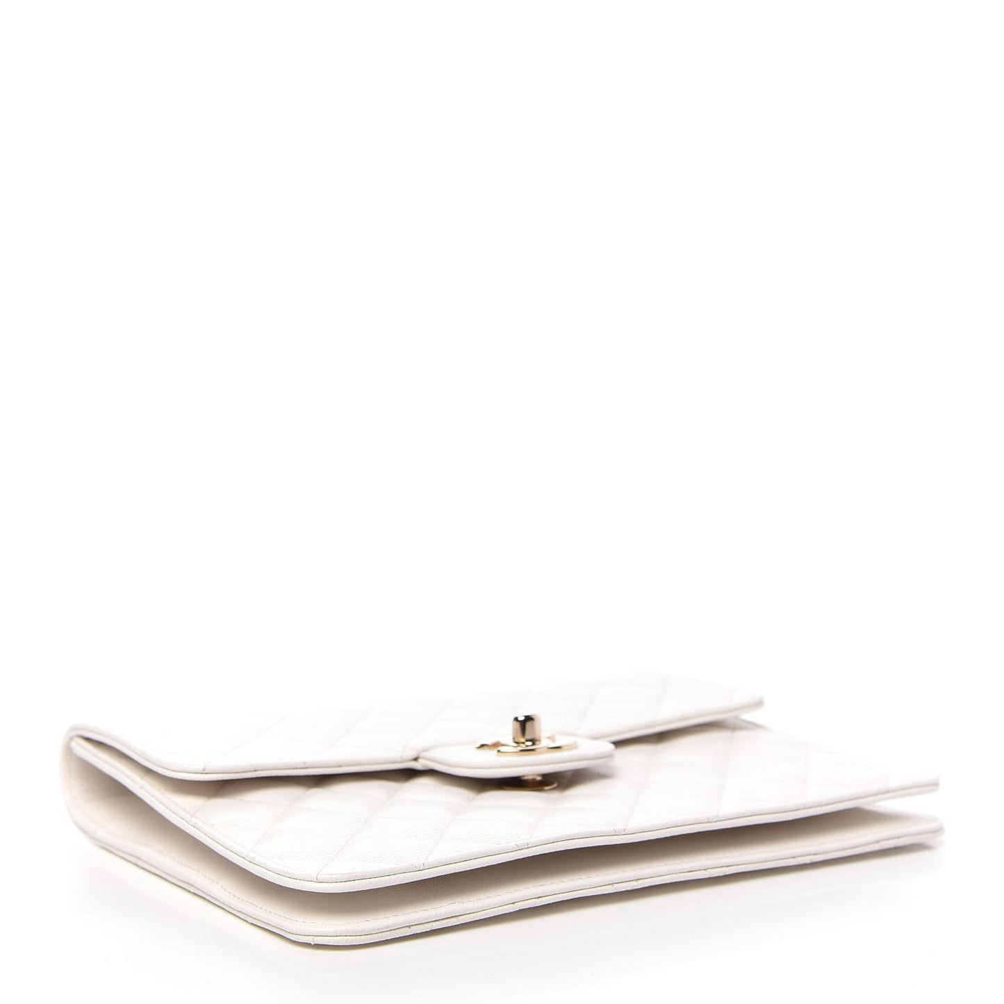 Caviar Quilted Square Flap Clutch White