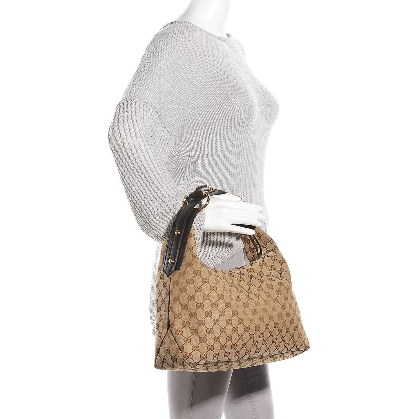 Monogram Medium Horsebit Chain Hobo Dark Brown