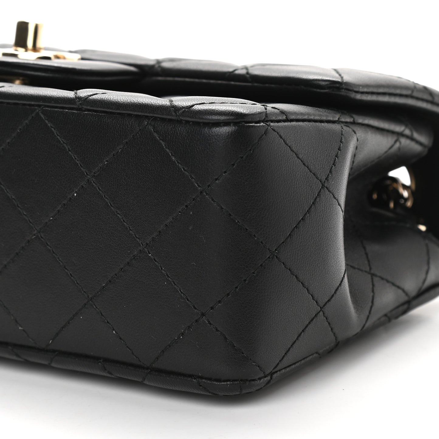 Lambskin Quilted Mini Rectangular Flap Black
