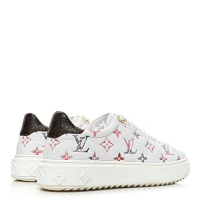 Louis Vuitton Lambskin Embossed Floral Monogram Time Out Sneakers 38 White 5 of 10