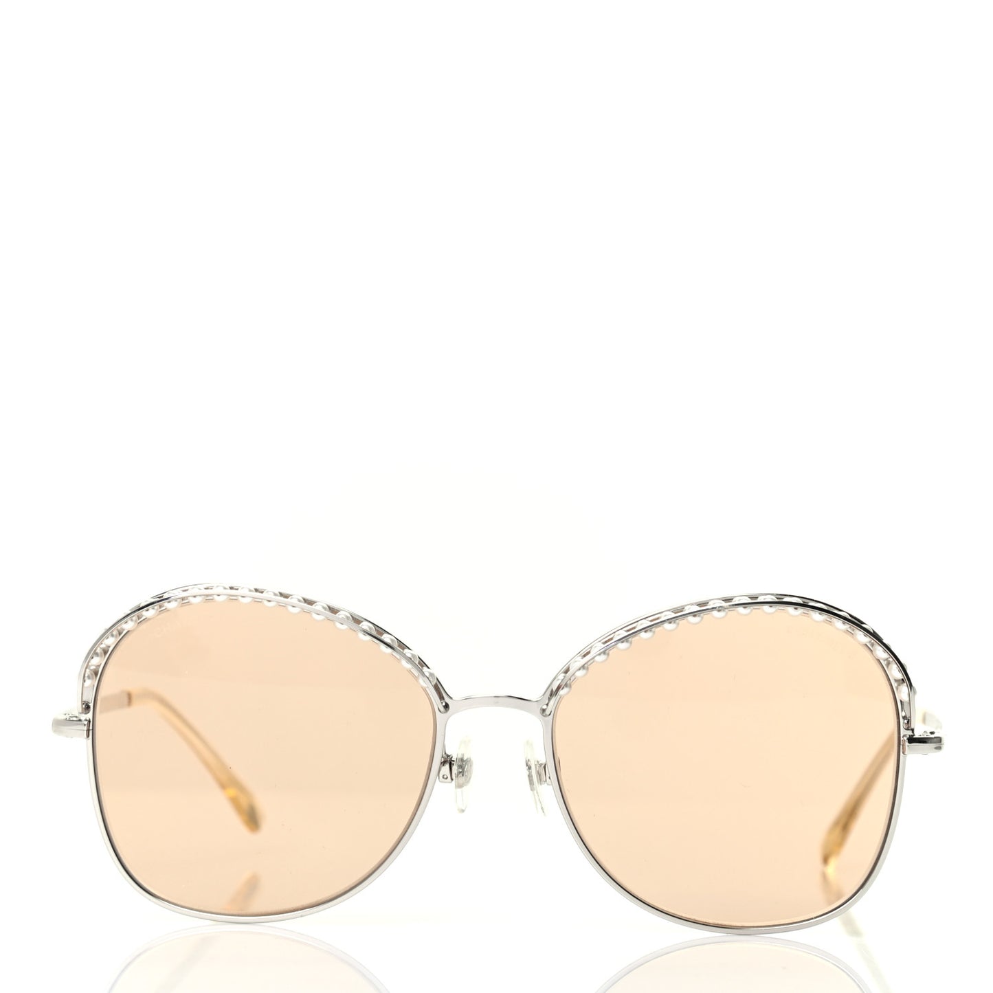 Metal Pearl Sunglasses 4246-H Silver Beige