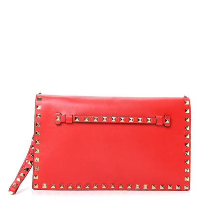 Valentino Garavani Nappa Rockstud Wristlet Clutch Deep Orange 1 of 7