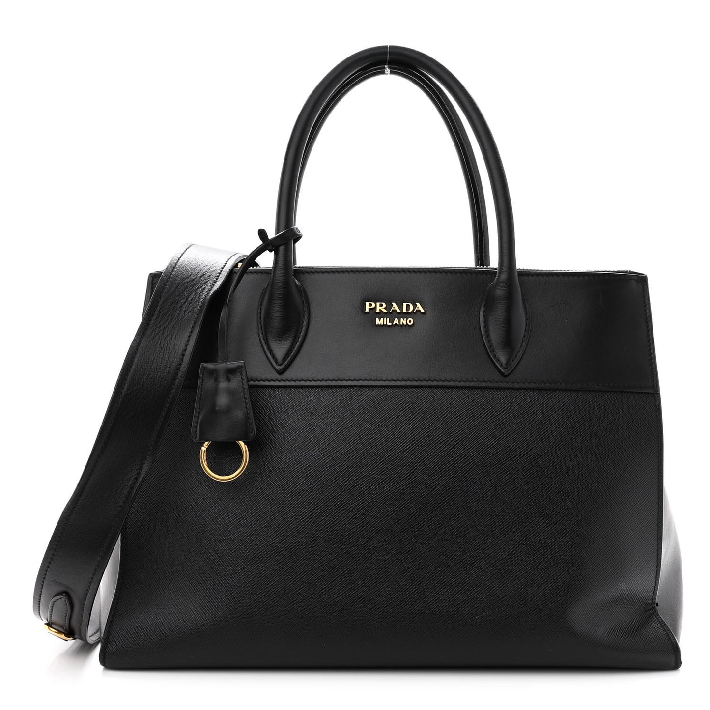 Saffiano City Calfskin Small Paradigme Bag Black