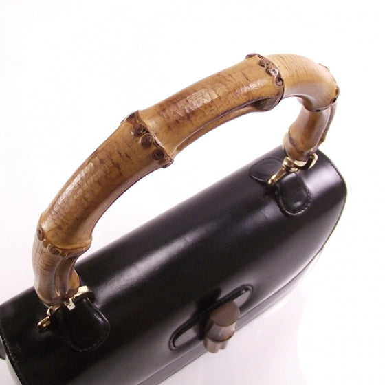 Gucci Leather Bamboo Handle Party Handbag Black 5 of 8