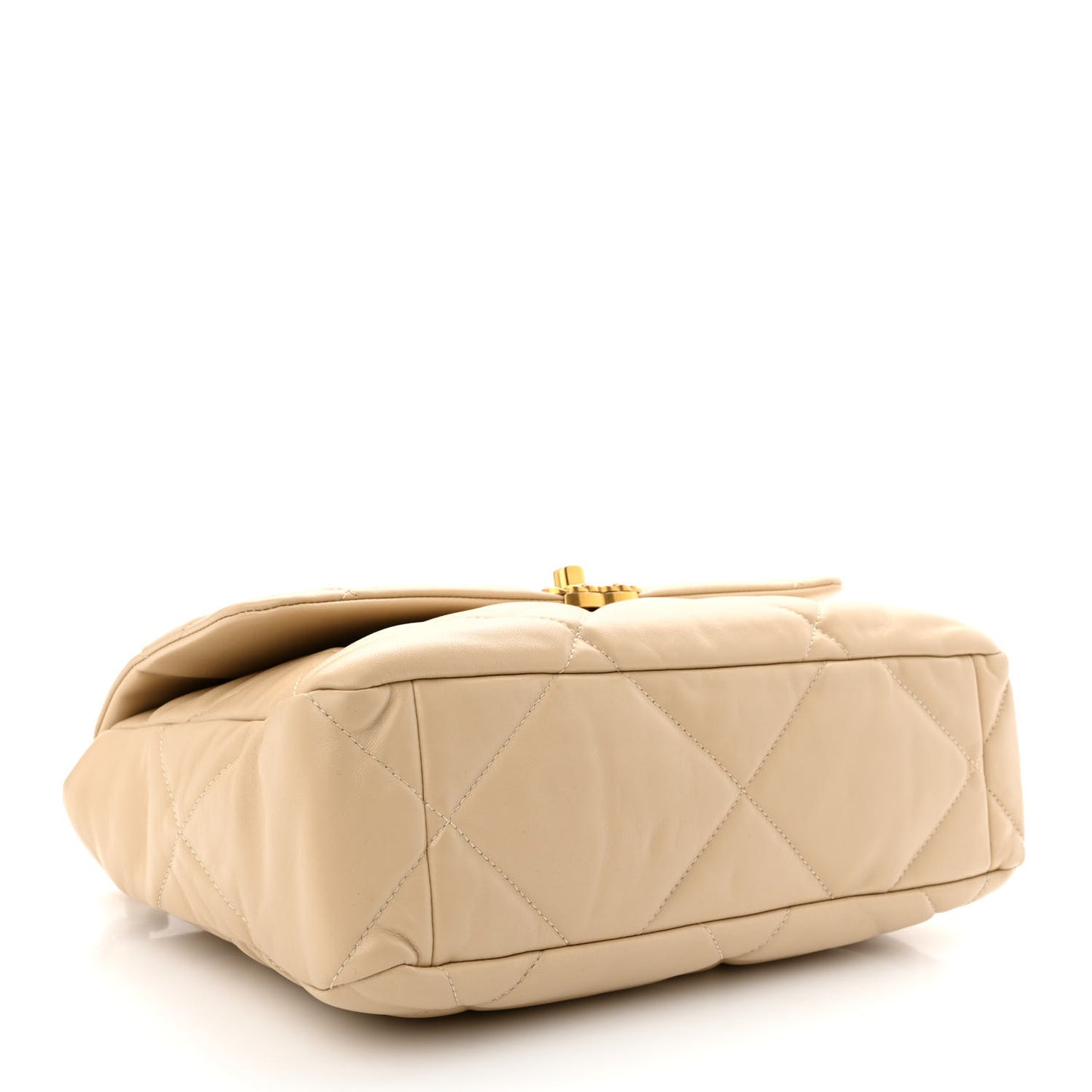 Lambskin Quilted Large Chanel 19 Flap Beige