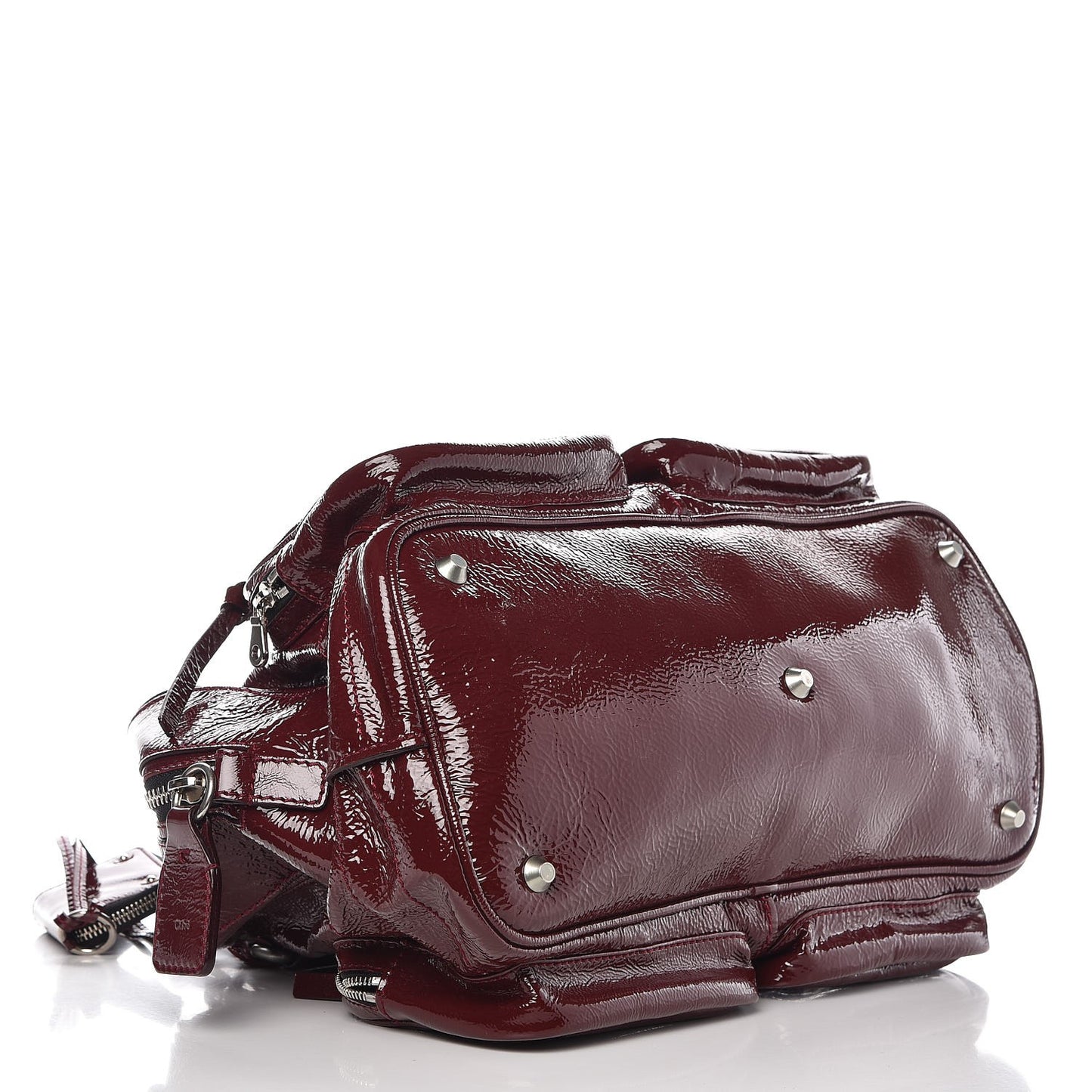 Crinkled Patent Betty Shoulder Bag Burgundy