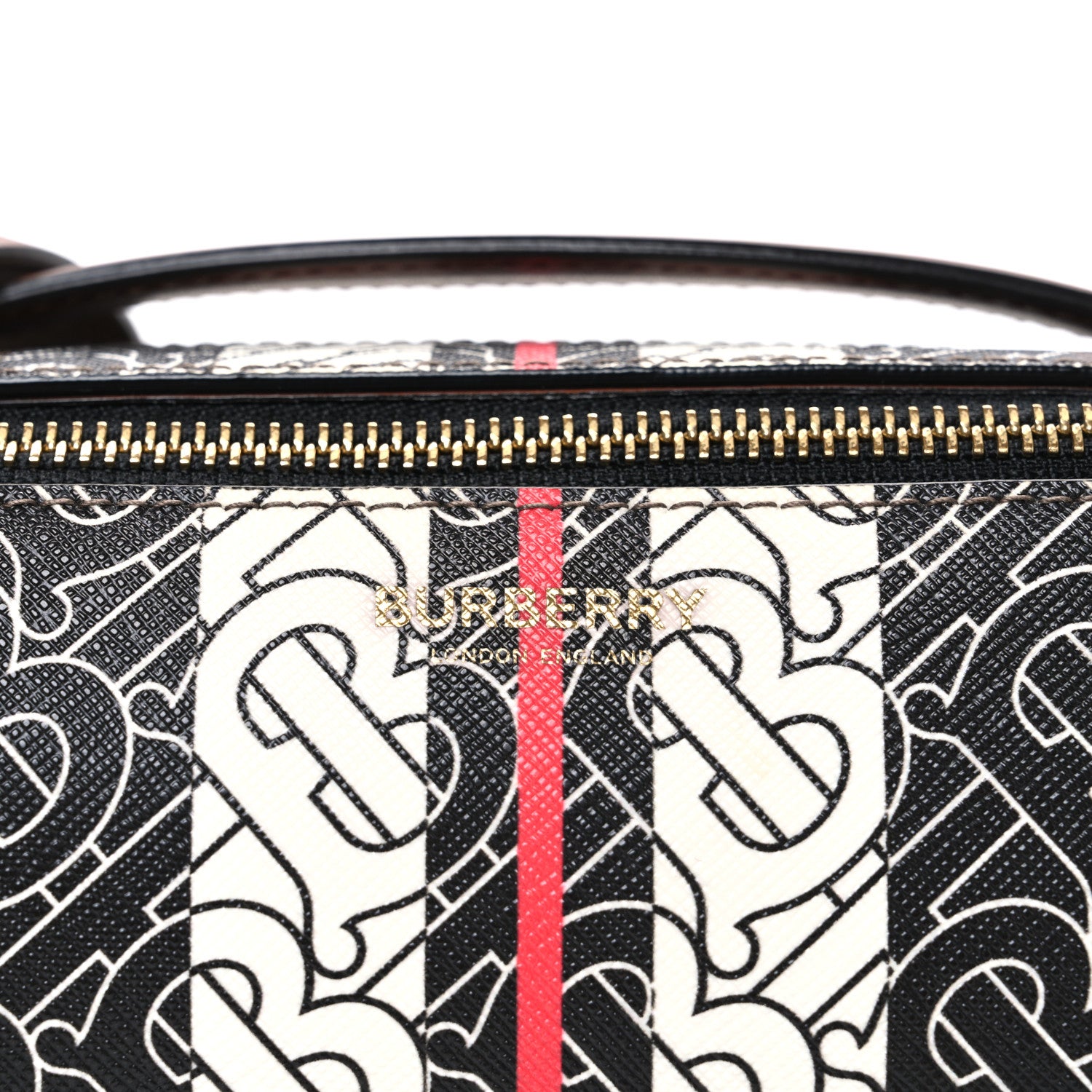 Burberry E-Canvas Monogram Stripe The Barrel Bag Bridle Brown 8 of 11