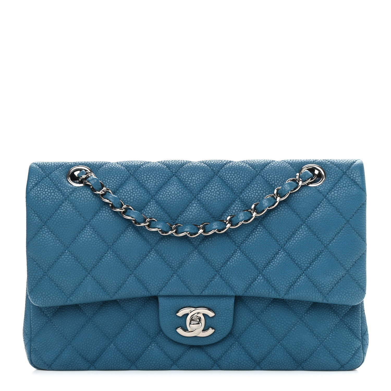 Chanel Iridescent Caviar Quilted Medium Double Flap Blue 1 of 10