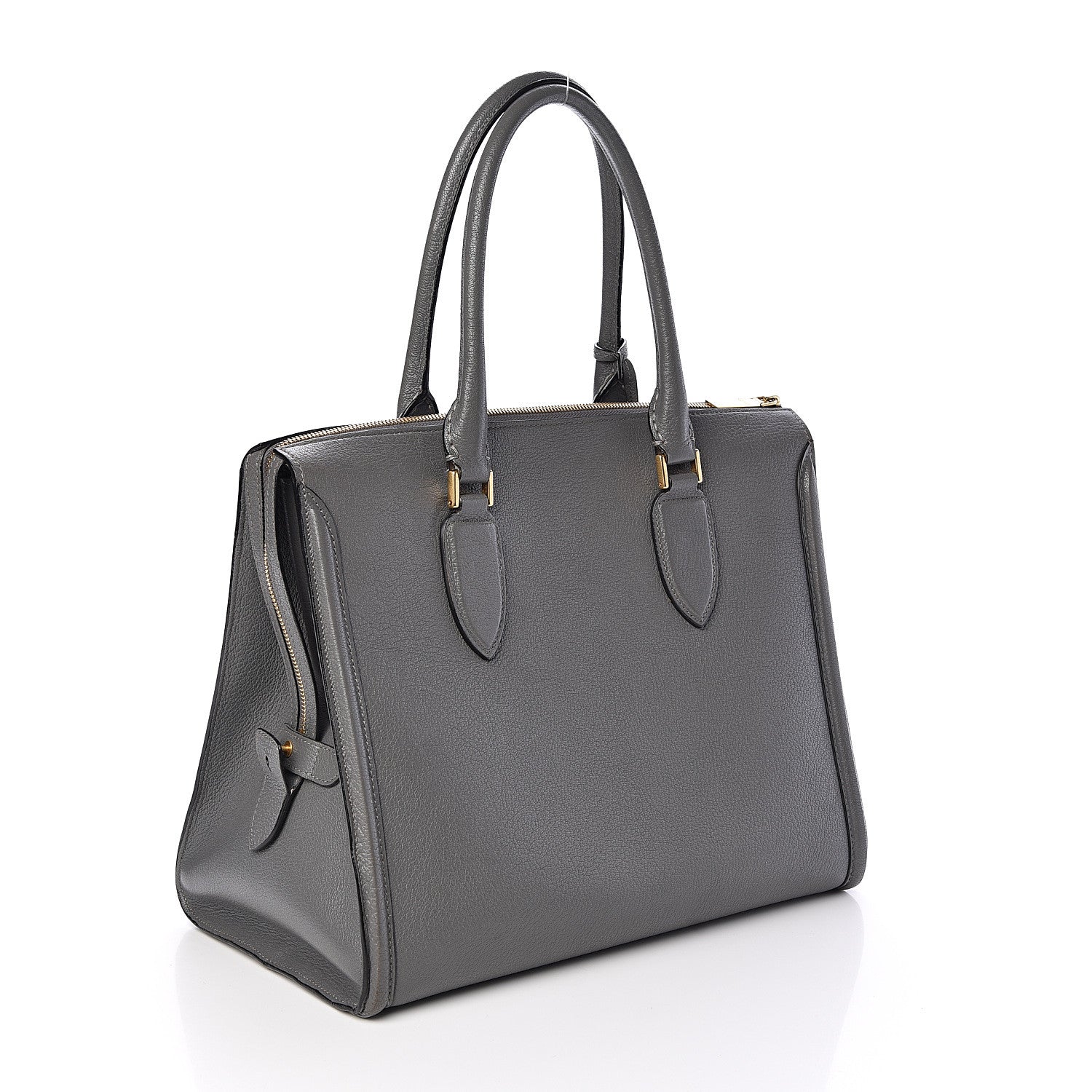 Alexander McQueen Pebbled Calfskin Zip Up Heroine Tote Dark Grey 3 of 11