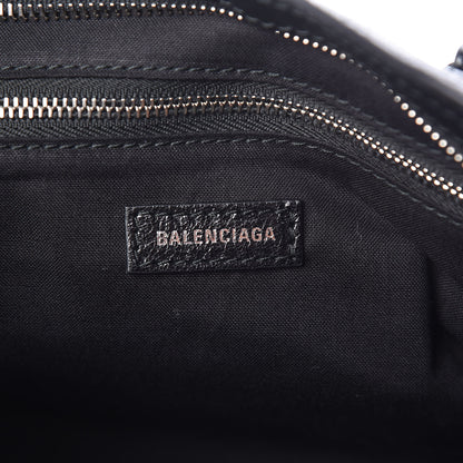 Balenciaga Agneau Classic Silver Hardware S City Logo Strap Black White 6 of 10
