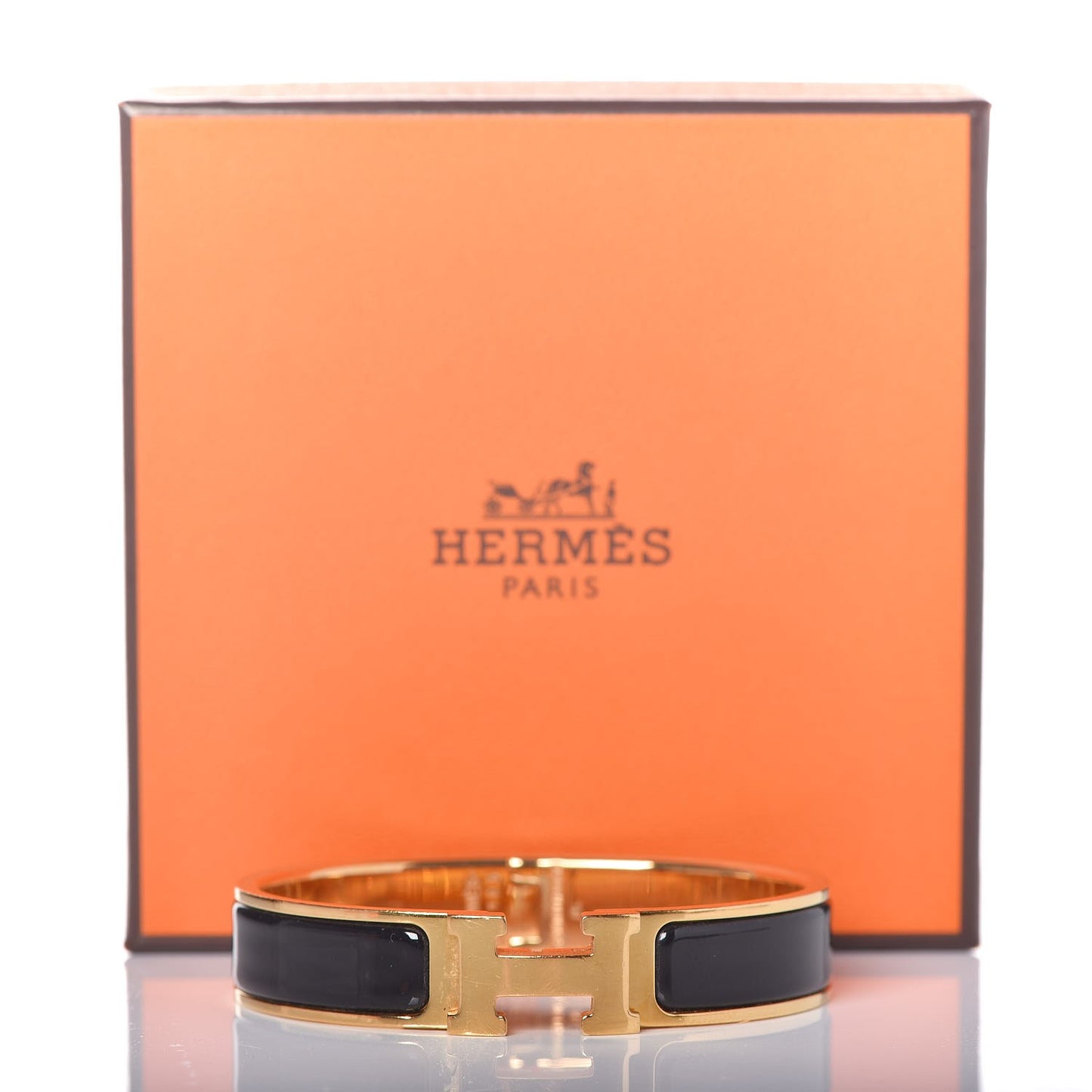 Enamel Narrow Clic Clac H Bracelet PM Black