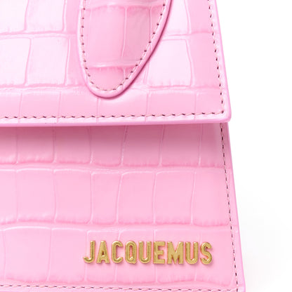 Jacquemus Calfskin Crocodile Embossed Le Chiquito Moyen Pink 7 of 10