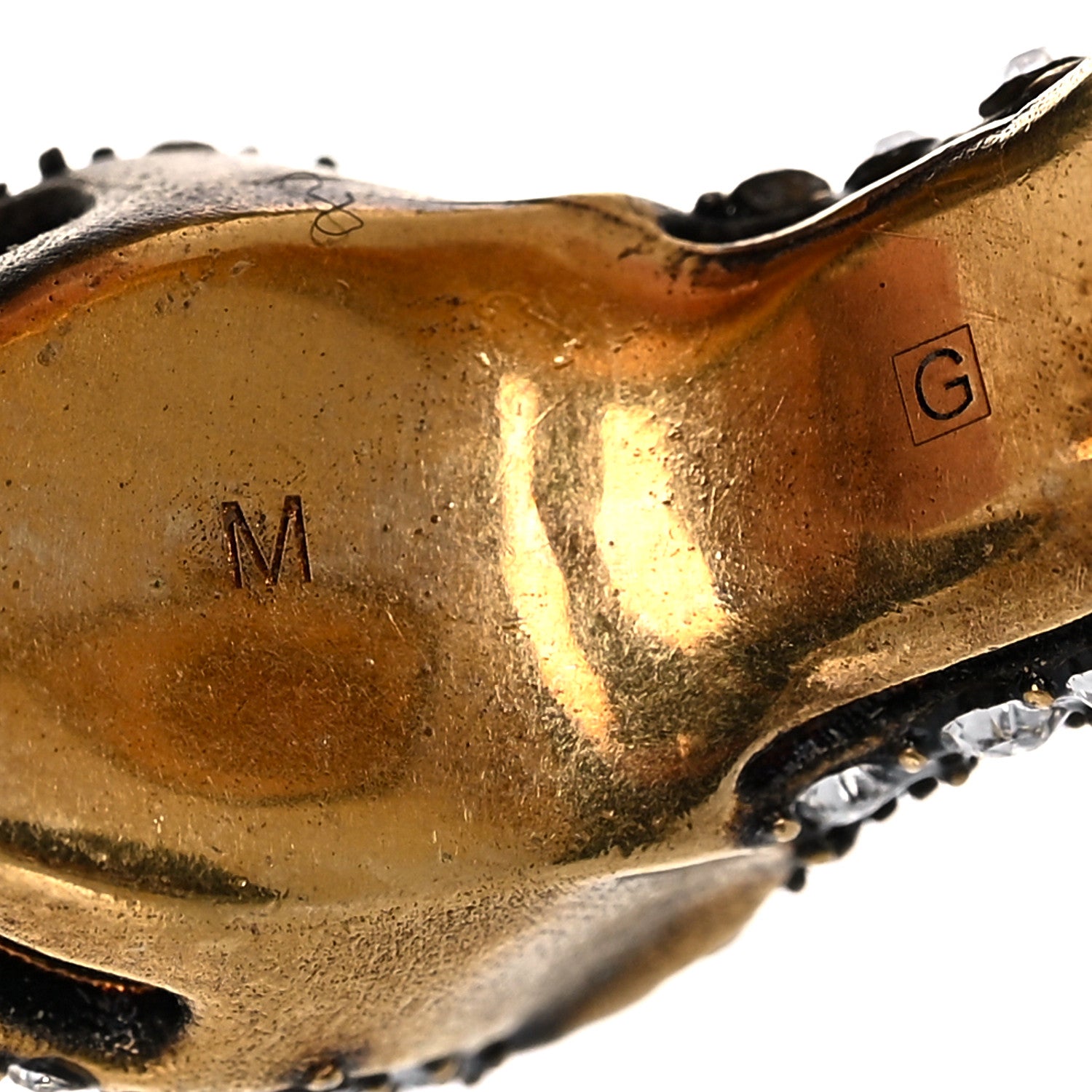 Gucci Metal Crystal Snake Ring M White Gold 4 of 7