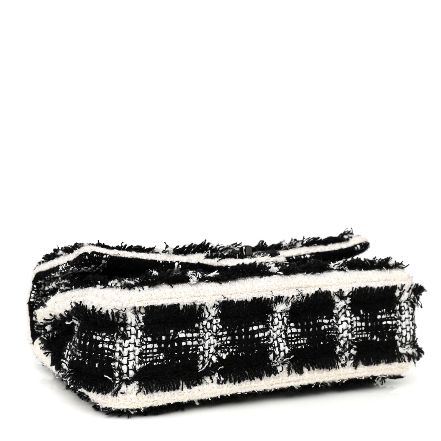 Chanel Tweed Quilted Tartan Medium Double Flap Black White 3 of 9