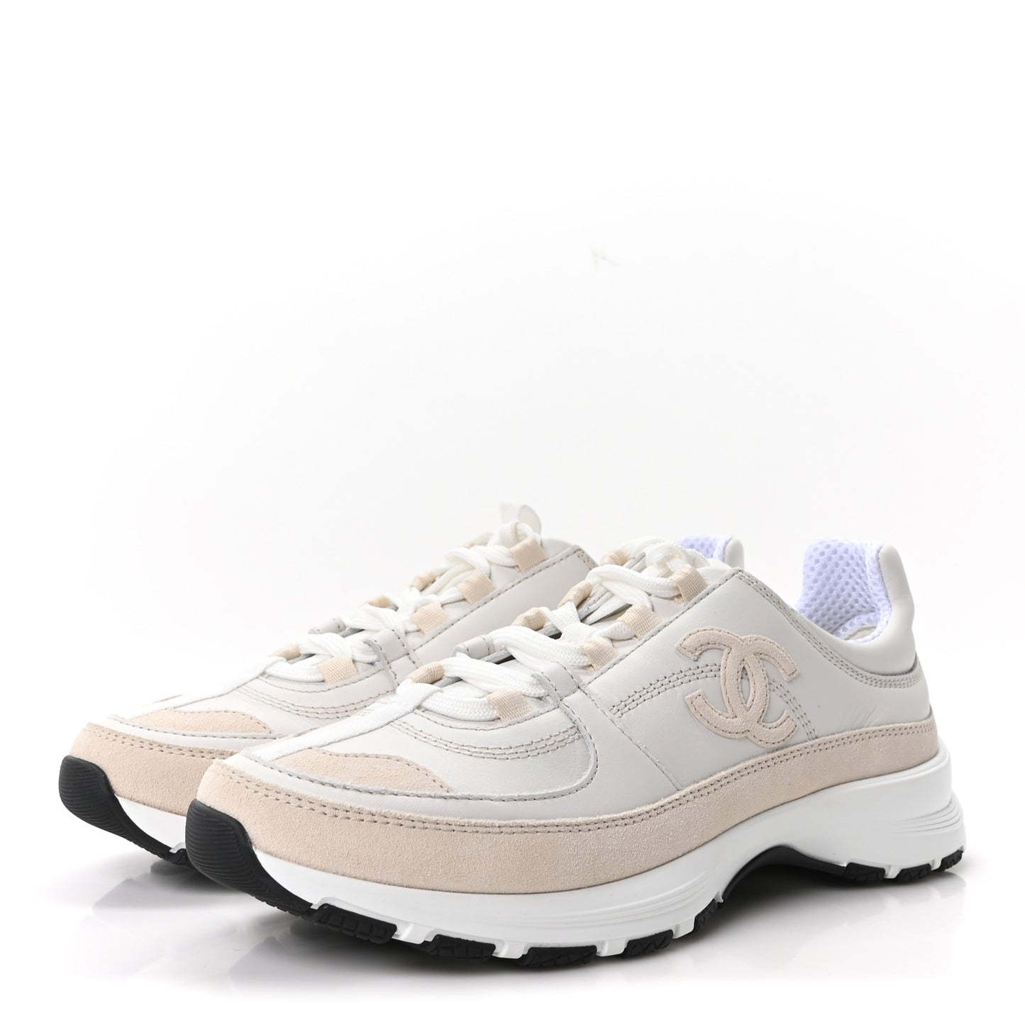 Calfskin Suede CC Sneakers 37.5 White