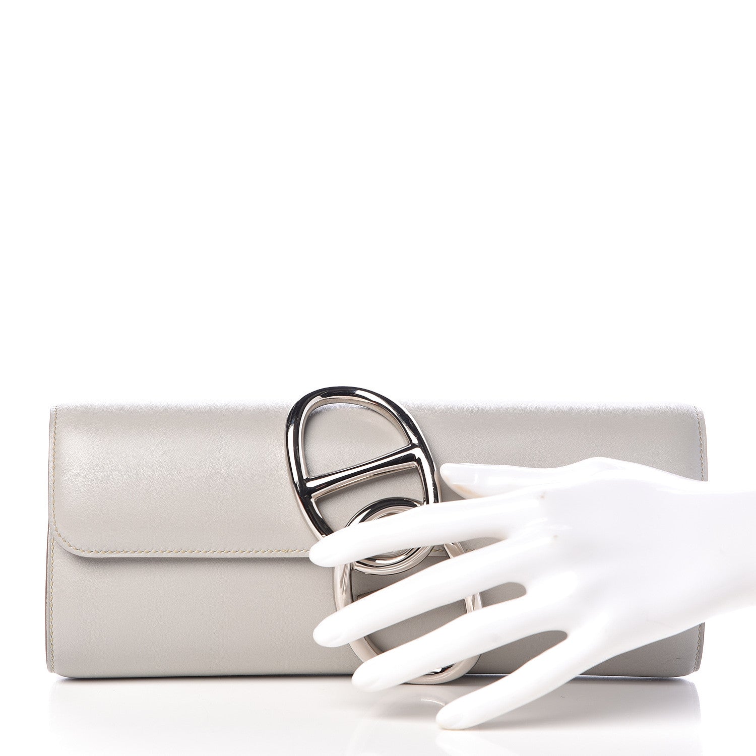 Hermes Tadelakt Egee Clutch Gris Perle 2 of 12