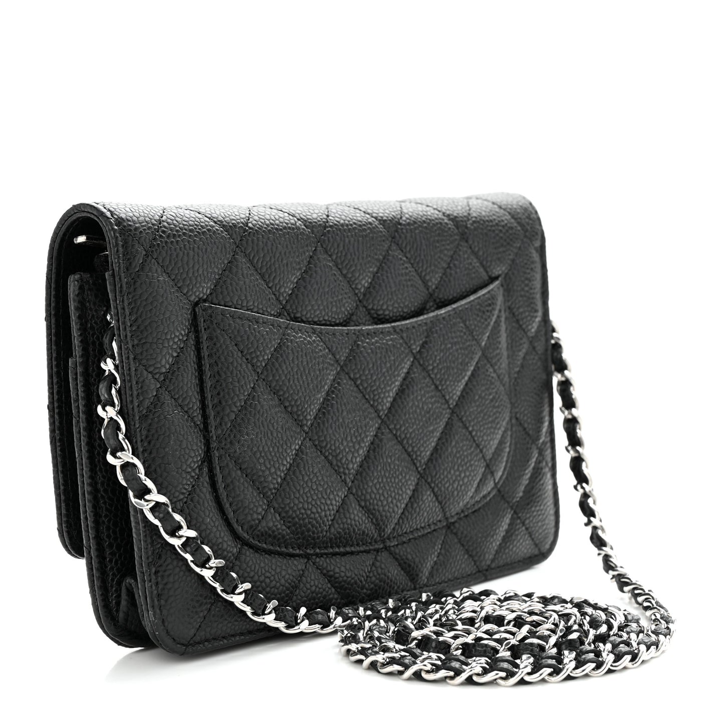 Caviar Quilted Wallet on Chain WOC Black