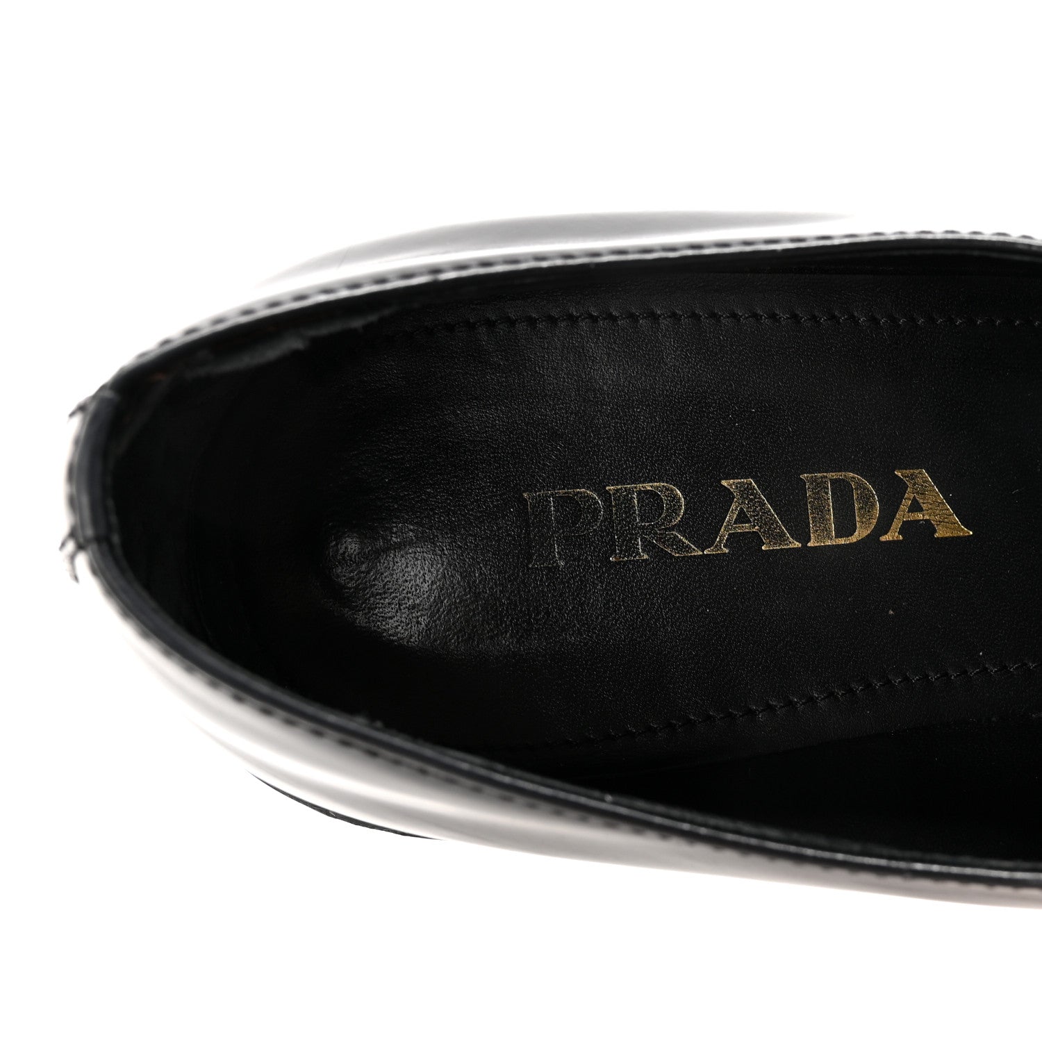 Prada Spazzolato Metal Triangle Logo 50mm Loafers 40 Black 8 of 9