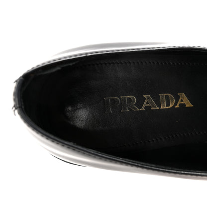 Prada Spazzolato Metal Triangle Logo 50mm Loafers 40 Black 8 of 9