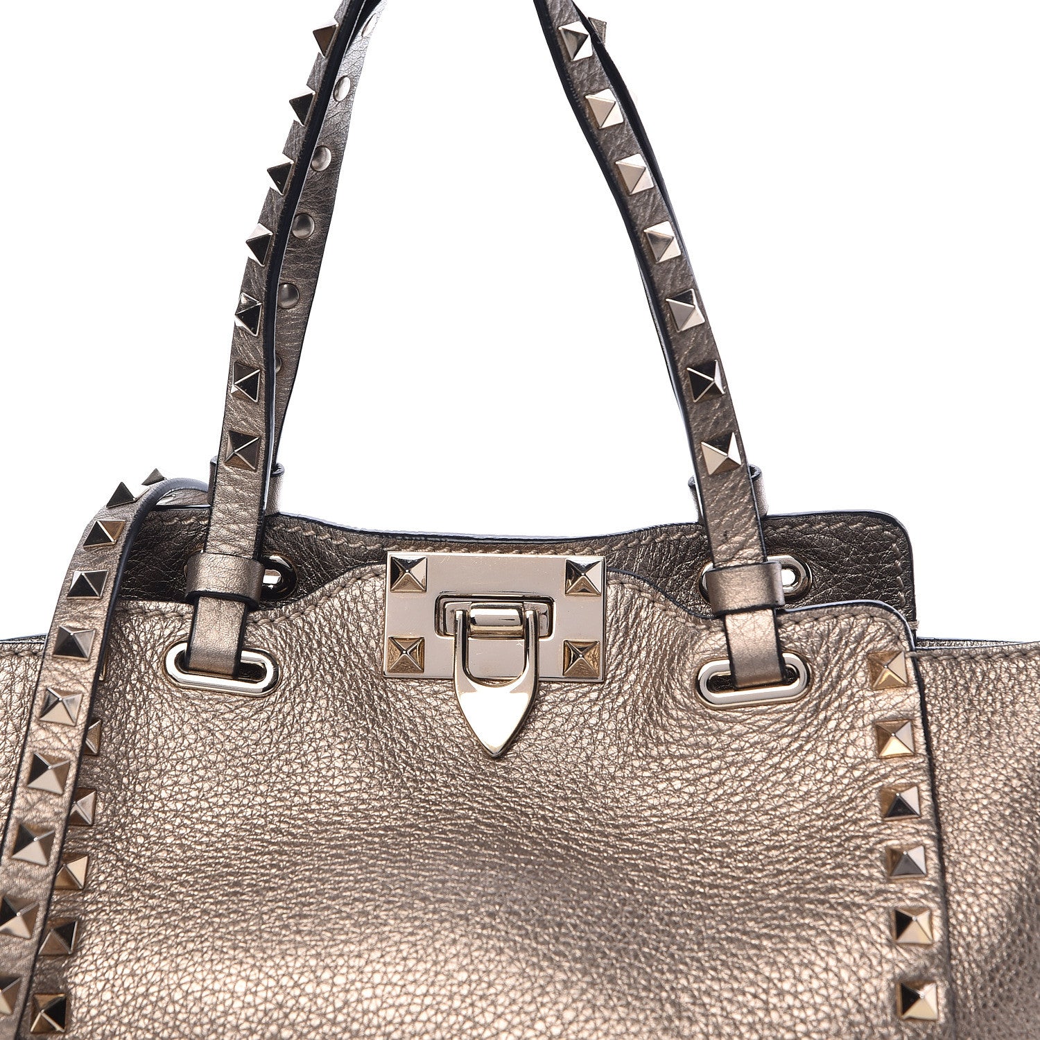 Valentino Garavani Metallic Alce Printed Calfskin Mini Rockstud Tote Sasso 12 of 12