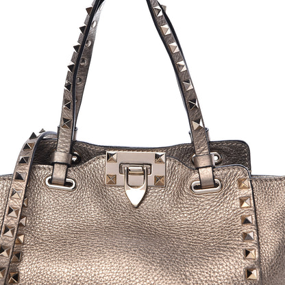 Valentino Garavani Metallic Alce Printed Calfskin Mini Rockstud Tote Sasso 12 of 12
