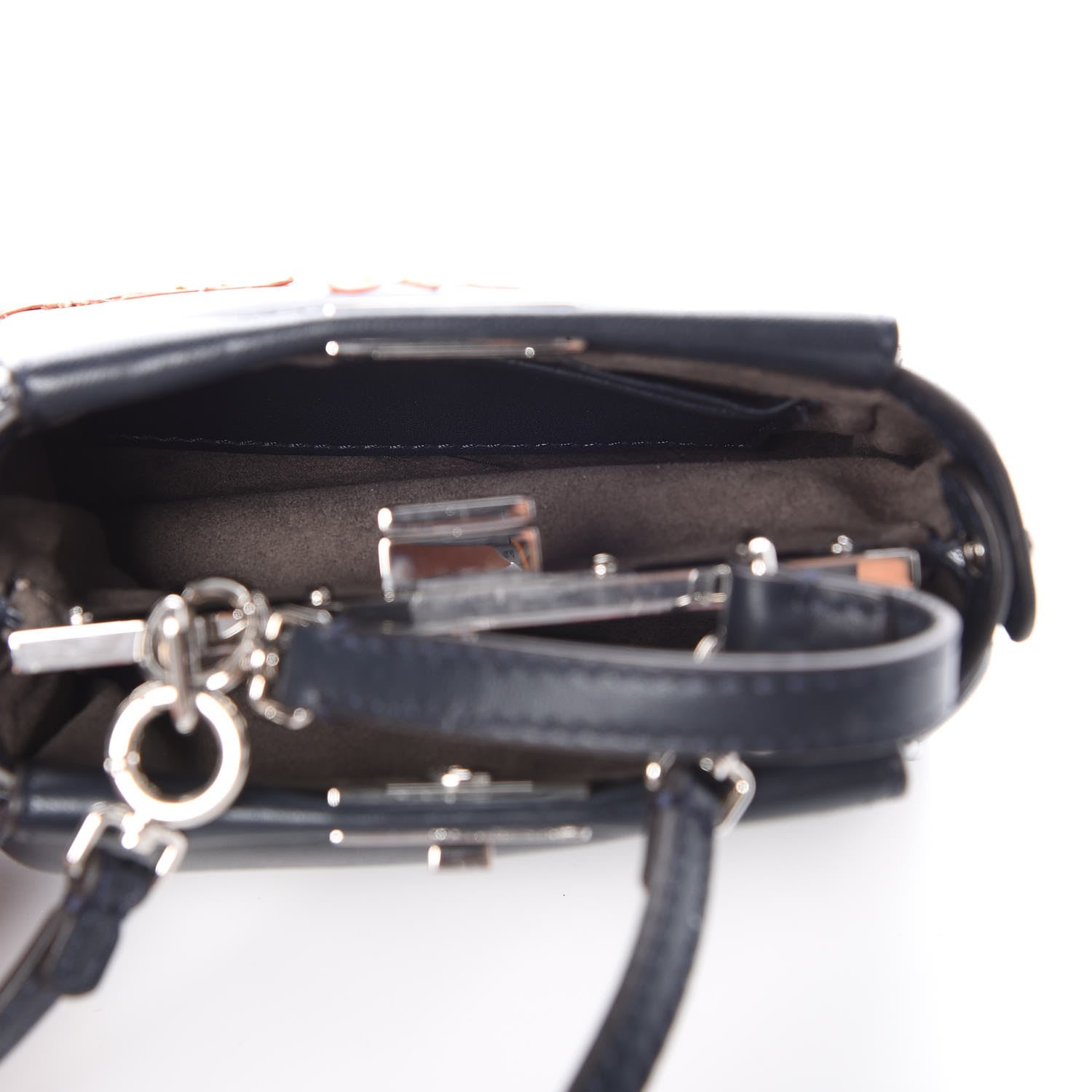 Fendi Shiny Nappa Botanic Garden Embroidered Micro Peekaboo Iconic Satchel Ocean Arancio 6 of 7