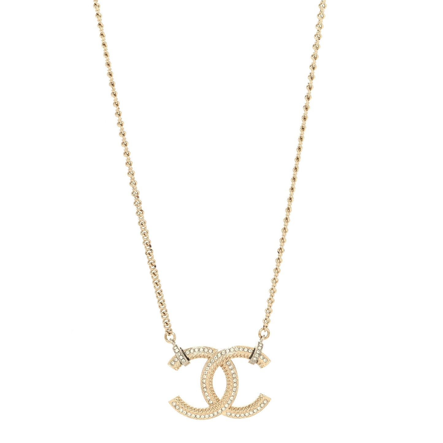 Crystal Logo CC Chain Necklace Light Gold