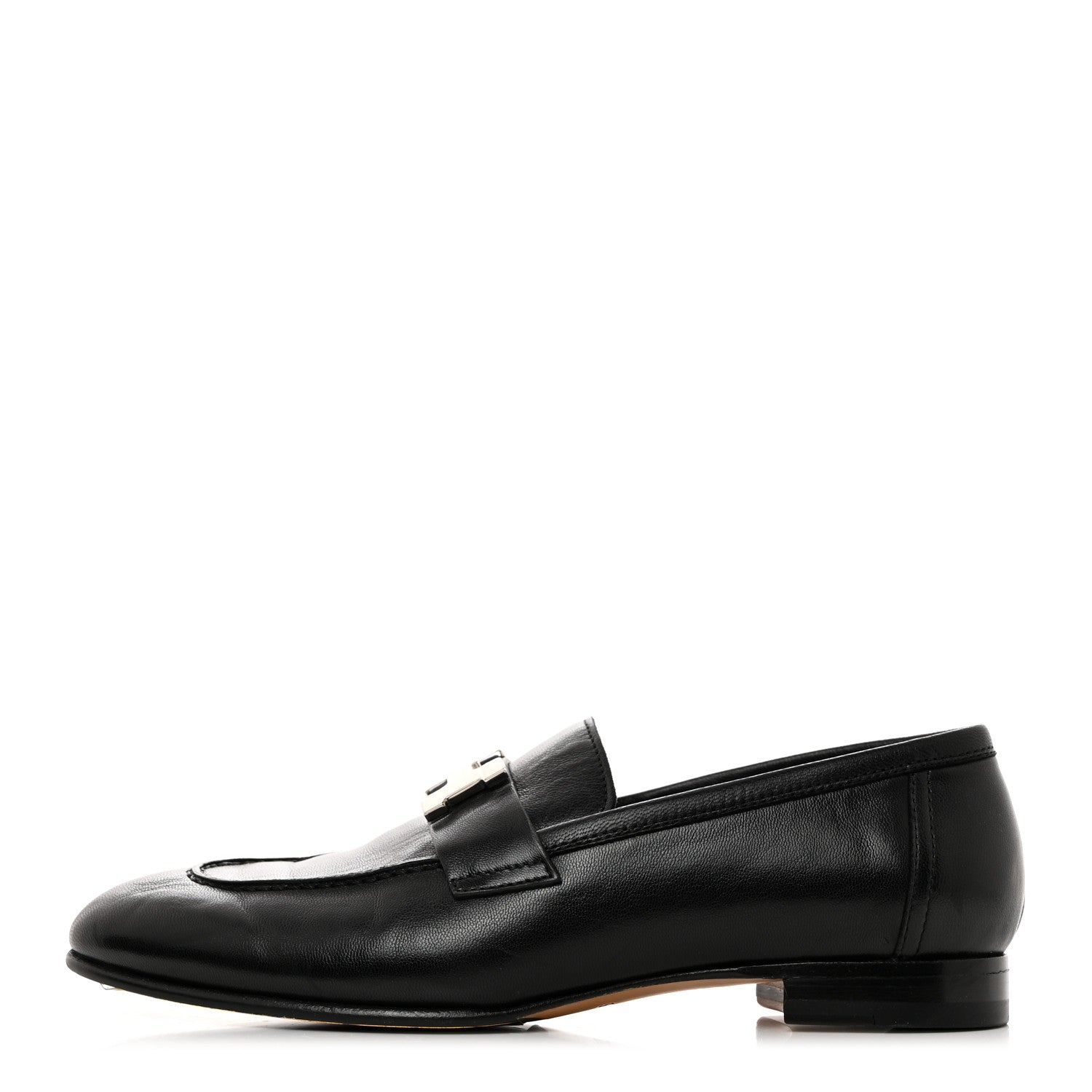 Hermes Goatskin Womens Paris Loafers 36 Black 1 of 9