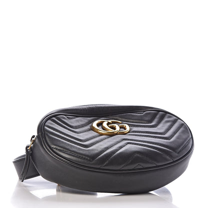 Gucci Calfskin Matelasse GG Marmont Belt Bag 85 34 Black 4 of 11
