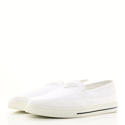 Prada Technical Nylon Triangle Logo Mens Slip On Sneakers 7 White 3 of 9