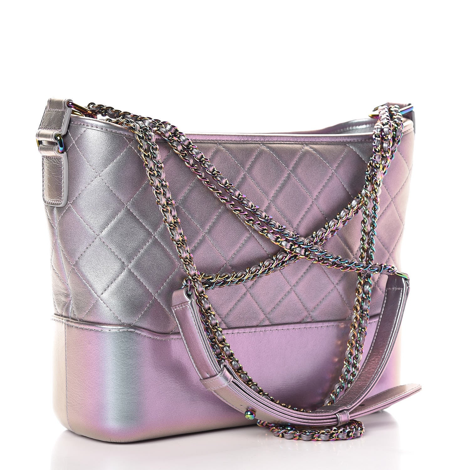 Chanel Iridescent Lambskin Calfskin Quilted Medium Gabrielle Hobo Light Purple 4 of 9