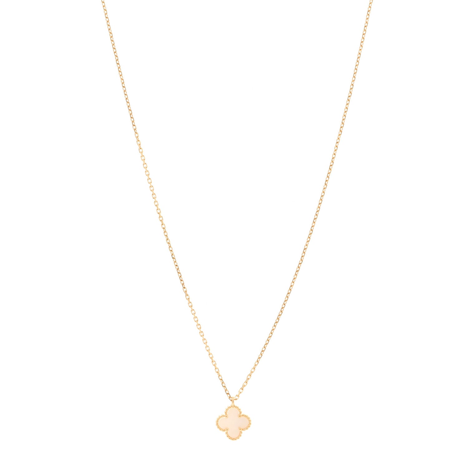 Van Cleef & Arpels 18K Yellow Gold Mother of Pearl Sweet Alhambra Pendant Necklace 1 of 5
