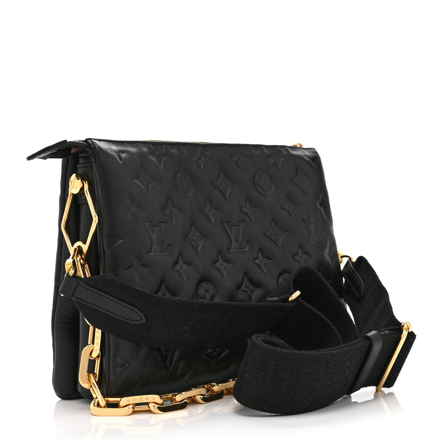 Lambskin Embossed Monogram Coussin PM Black