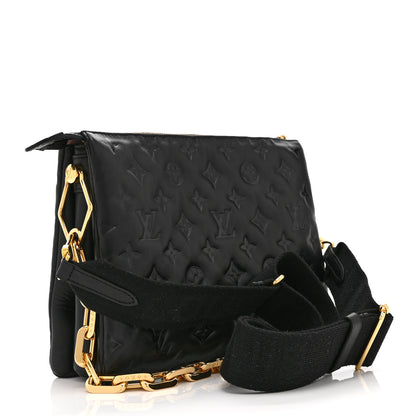 Louis Vuitton Lambskin Embossed Monogram Coussin PM Black 3 of 9